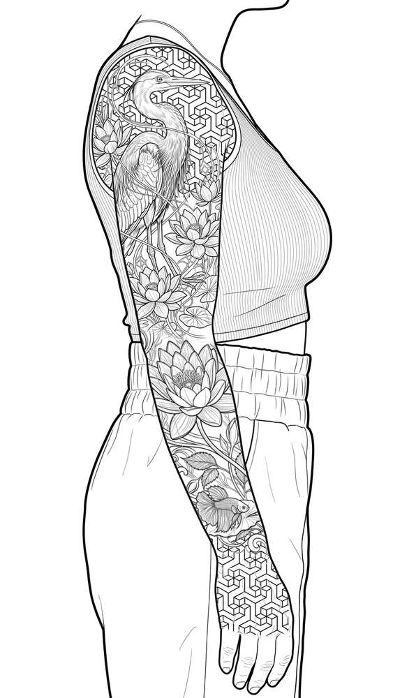 Arm placement study: phoenix and lotus.