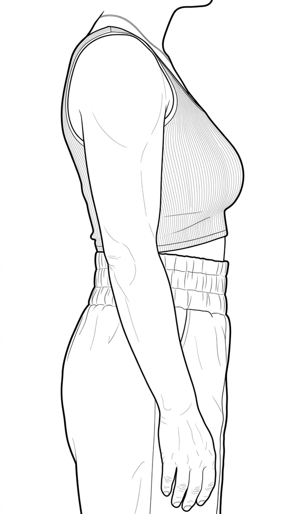 Blank side-view arm template for planning tattoo placement.
