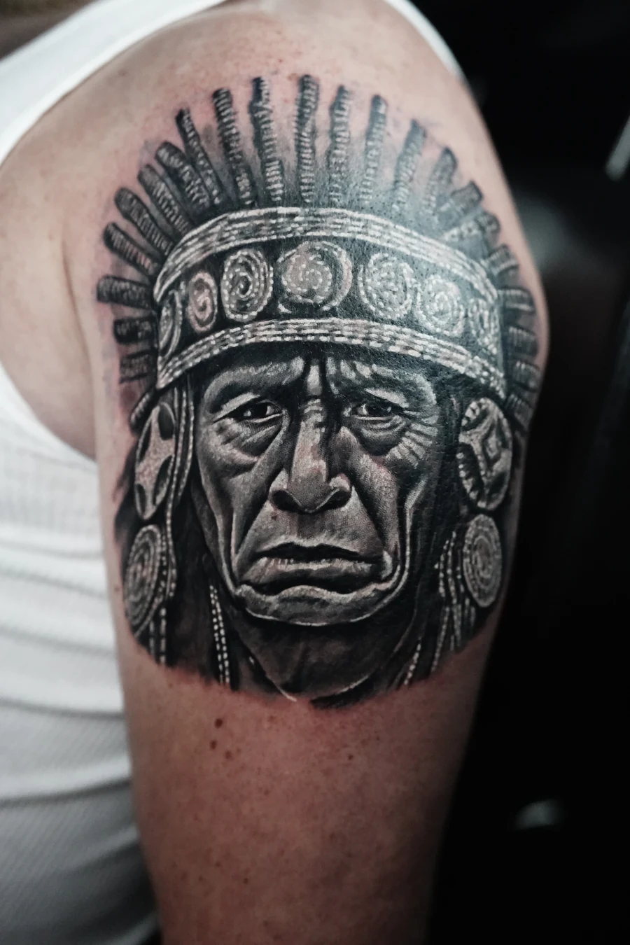 Additional portrait photograph supplied by William: textured facial features, a patterned headdress, and hanging ornaments on the upper arm.