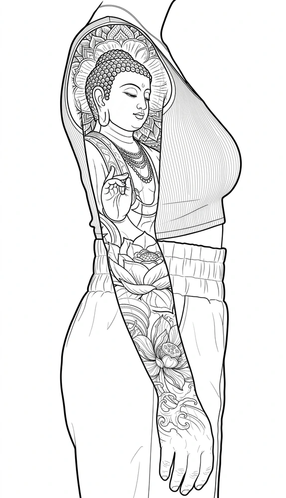 Arm placement study: buddha and lotus.